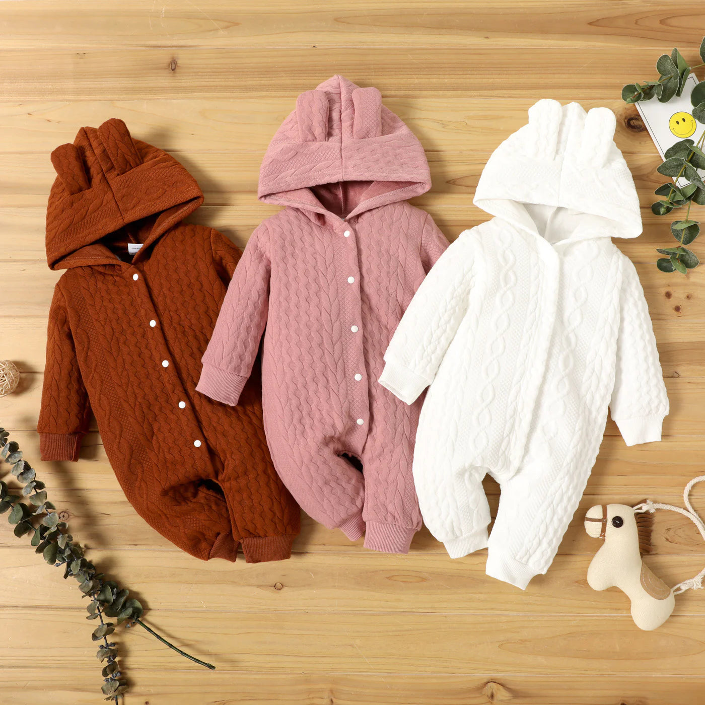 Baby Girl Hooded Long Sleeve Romper