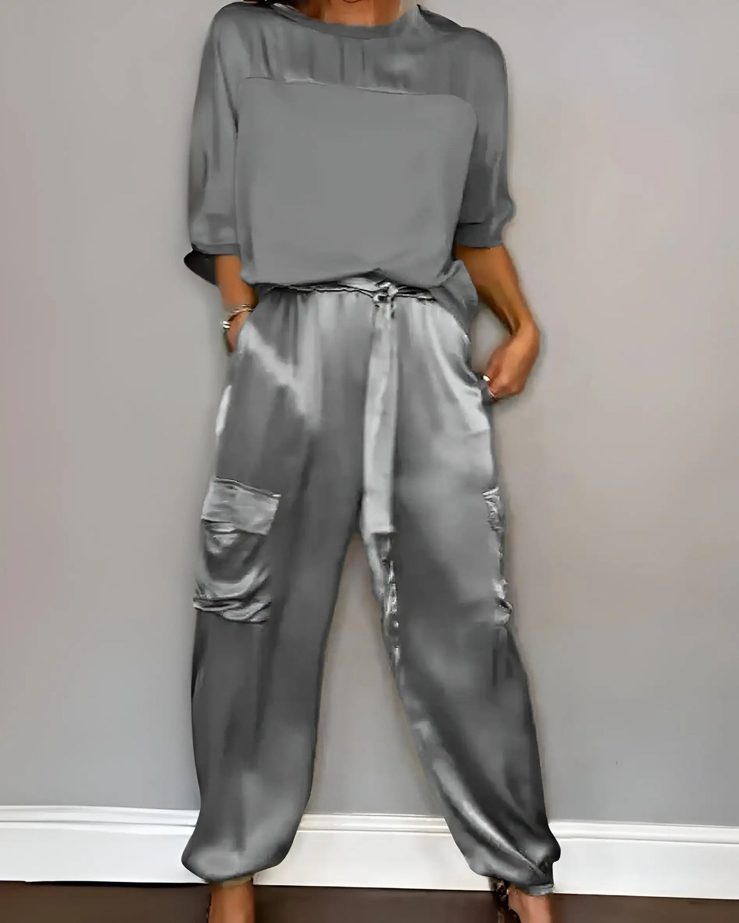 Smooth Satin Top & Long Pants