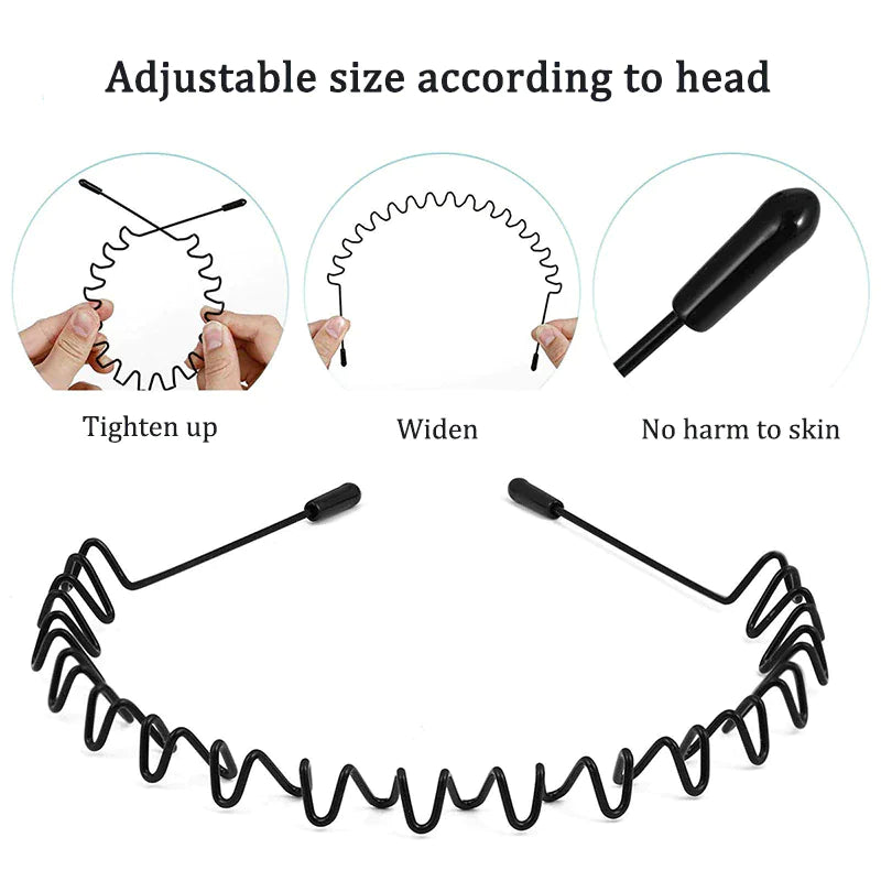 6Pcs Metal Hair Headband Wave Style Hoop Band Comb Sports Hairband Men Women US