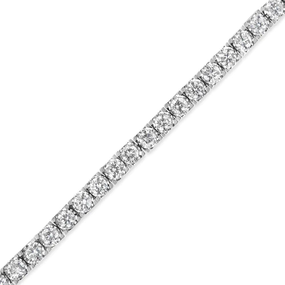 14K White Gold 3.0 Cttw Miracle Set Round-Cut Lab Grown Diamond Illusion 7" Tennis Bracelet (F-G Color, VS2-SI1 Clarity)