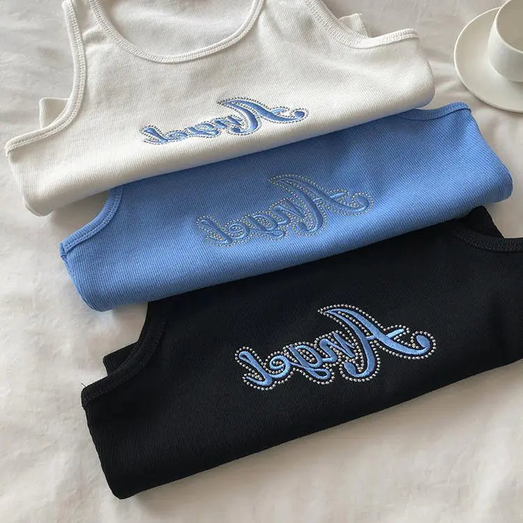 Embroidered Letters Crop Top