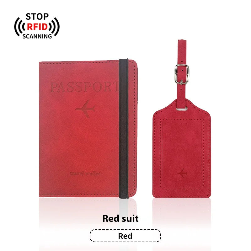 PU Leather Passport Holder & Luggage Tag Set