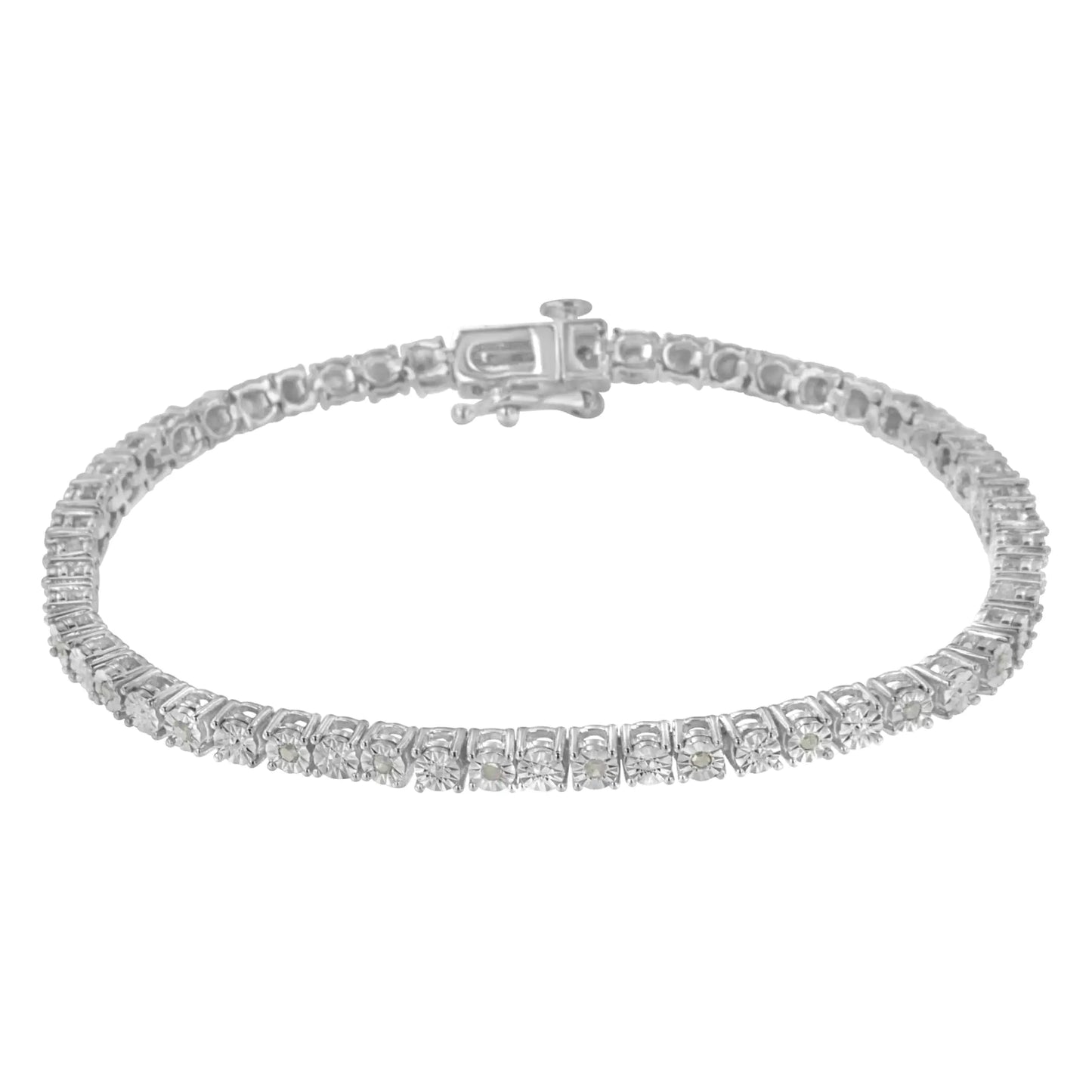 .925 Sterling Silver 1/4 Cttw Diamond Illusion-Set Miracle Plate Tennis Bracelet (I-J Color, I3 Clarity) - 7"