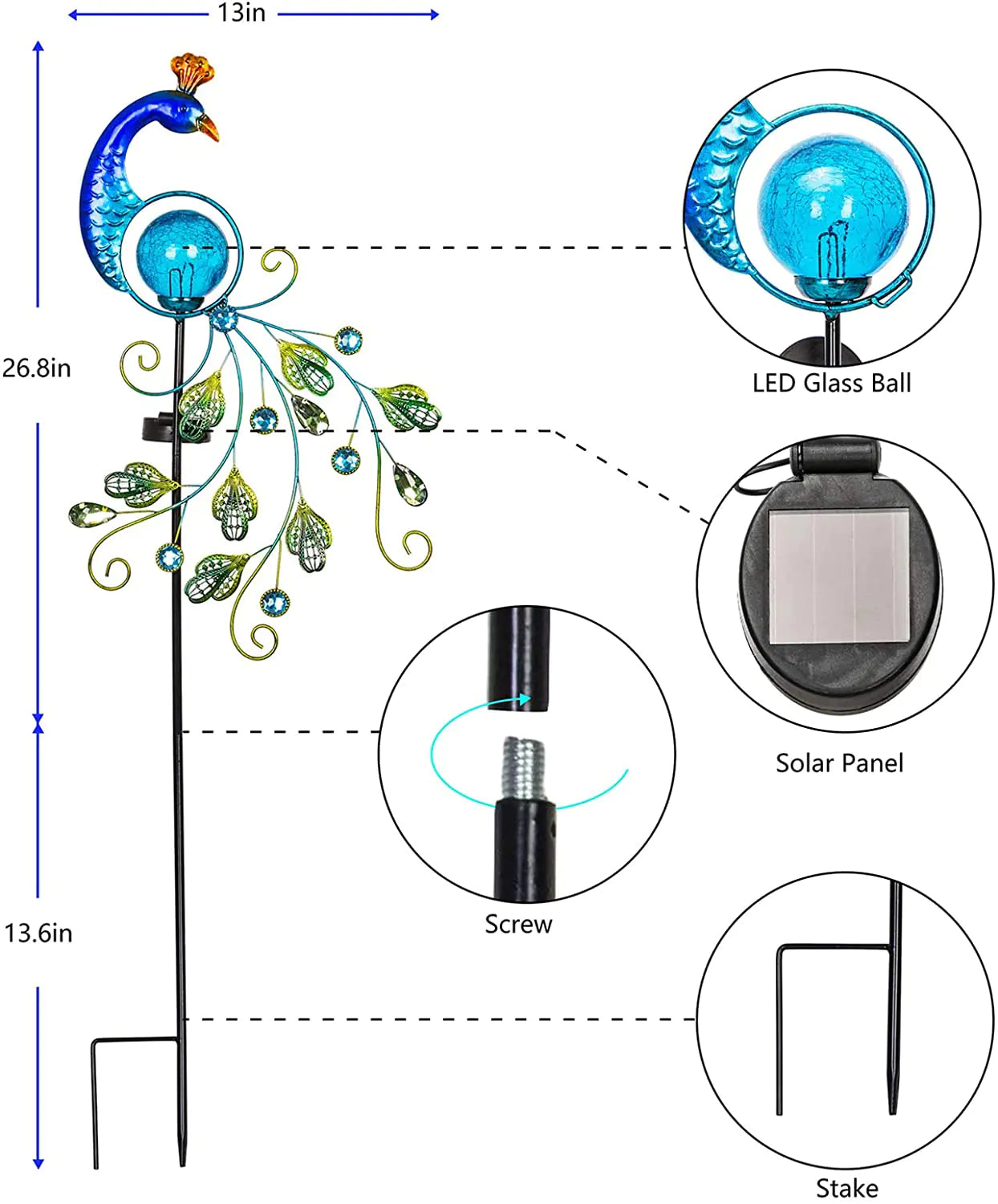 Glorious Peacock Solar Light