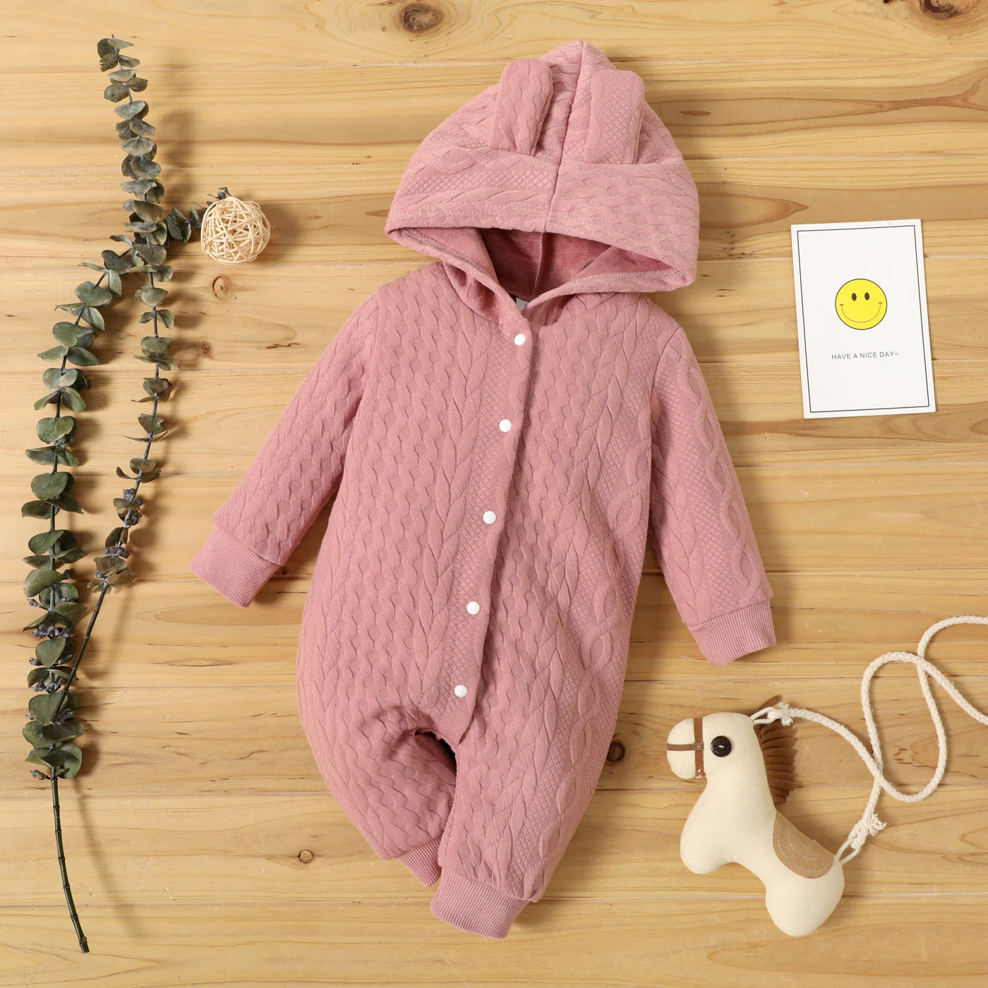 Baby Girl Hooded Long Sleeve Romper