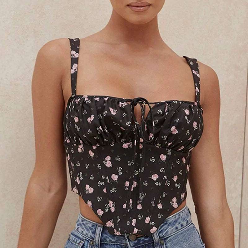 NewAsia Floral Corset Crop Top