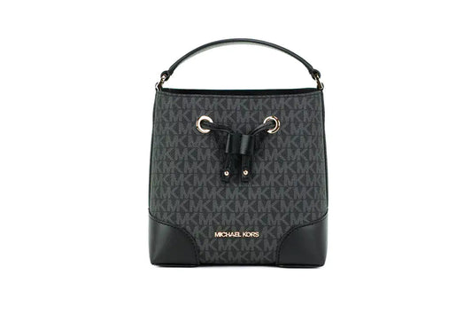 Michael Kors Mercer Small Black Signature Bucket Crossbody Bag