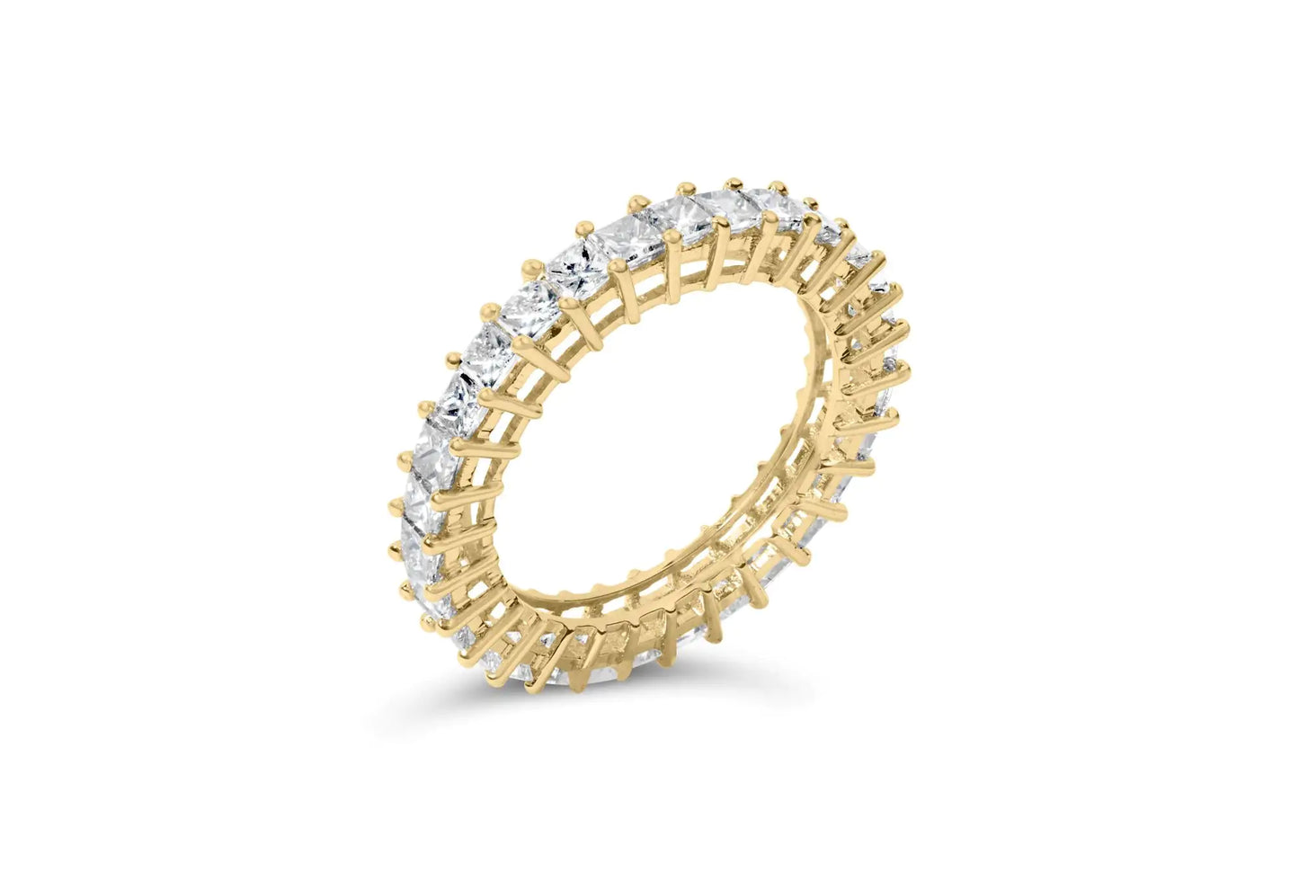 14K Yellow Gold 3.0 Cttw Shared Prong-Set Princess-cut Diamond Eternity Band Ring (H-I Color, SI1-SI2 Clarity)