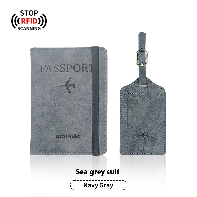 PU Leather Passport Holder & Luggage Tag Set