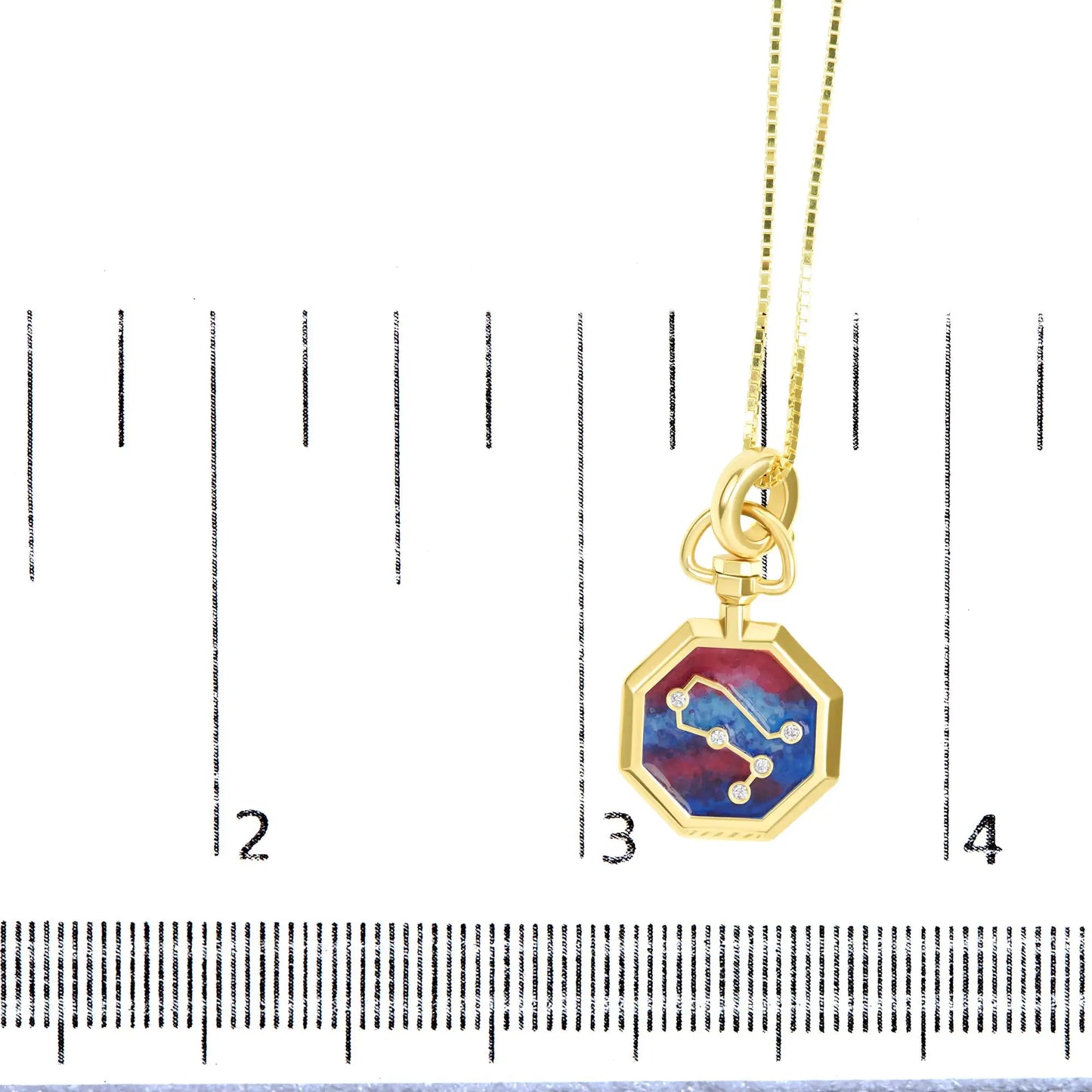 18K Yellow Gold Diamond Gemini Constellation with Red and Blue Enamel 18" Inch Pendant Necklace (H-I Color, SI2-I1 Clarity)