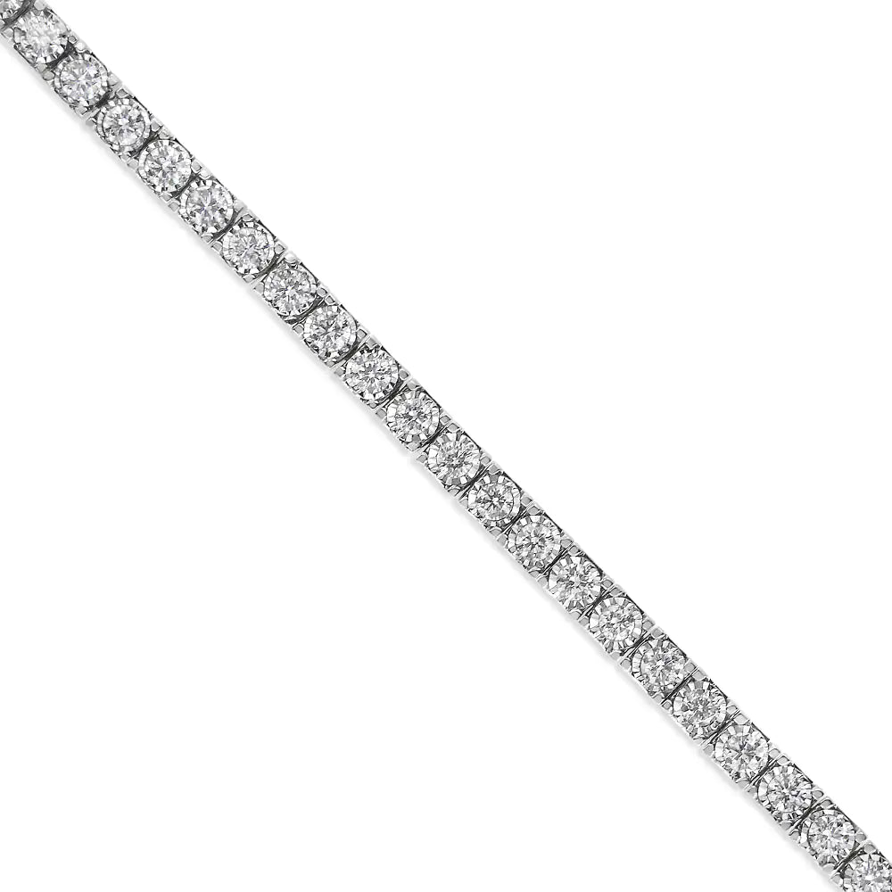 14K White Gold 2.0 Cttw Miracle Set Round-Cut Lab Grown Diamond Illusion 7" Tennis Bracelet (F-G Color, VS2-SI1 Clarity)