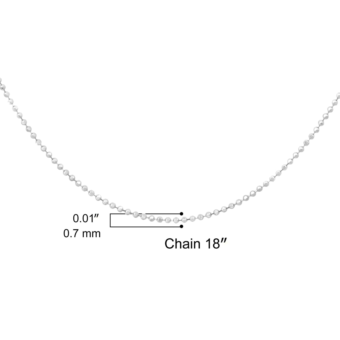 .925 Sterling Silver 0.7mm Slim and Dainty Unisex 18" Inch Ball Bead Chain Necklace