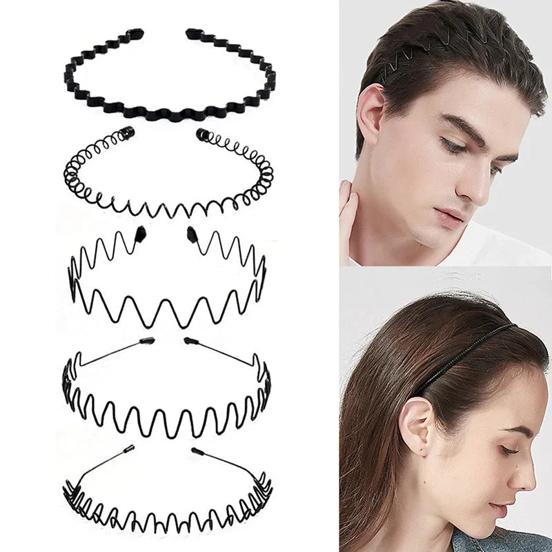 6Pcs Metal Hair Headband Wave Style Hoop Band Comb Sports Hairband Men Women US