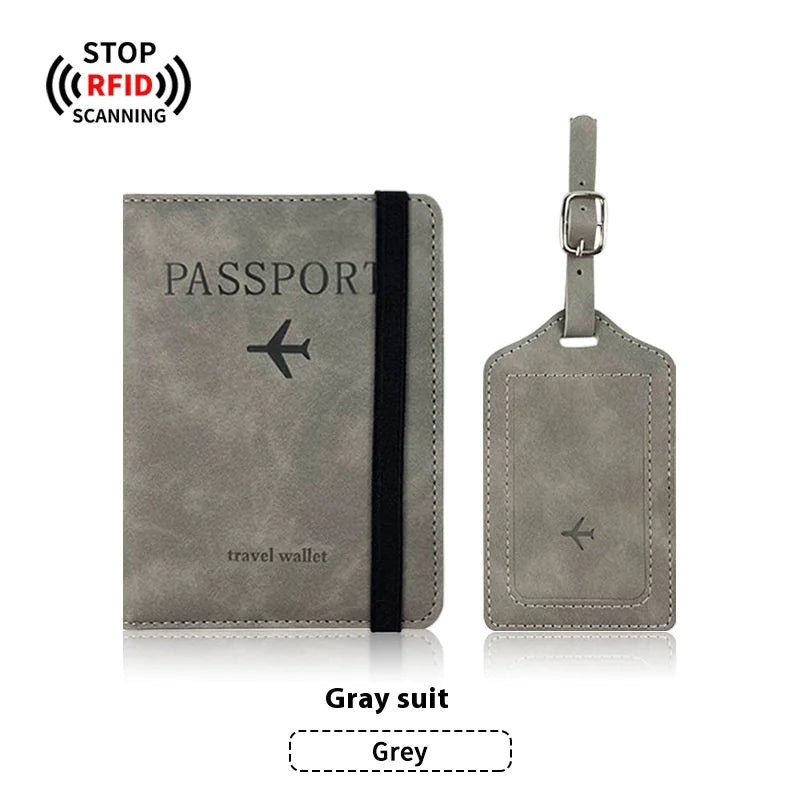 PU Leather Passport Holder & Luggage Tag Set