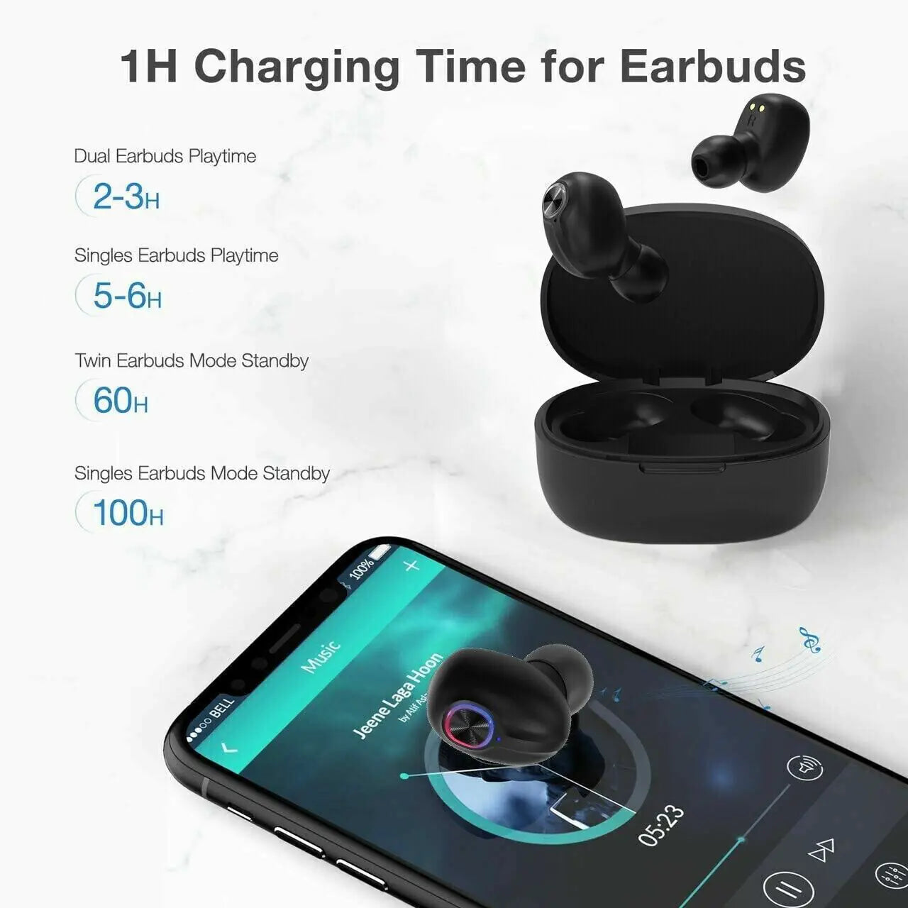 TWS Bluetooth Earbuds Waterproof Bluetooth 5.1 Headset Noise Cancelling Wireless