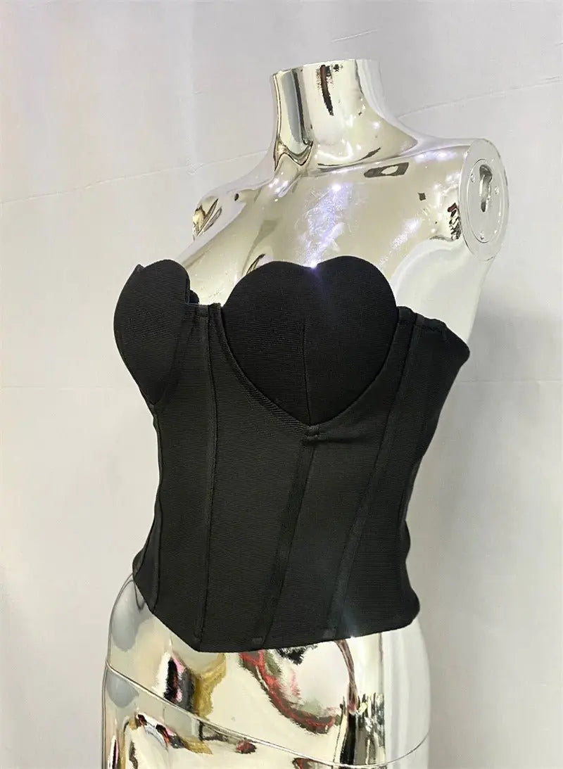 Heart Strapless Crop Corset Top