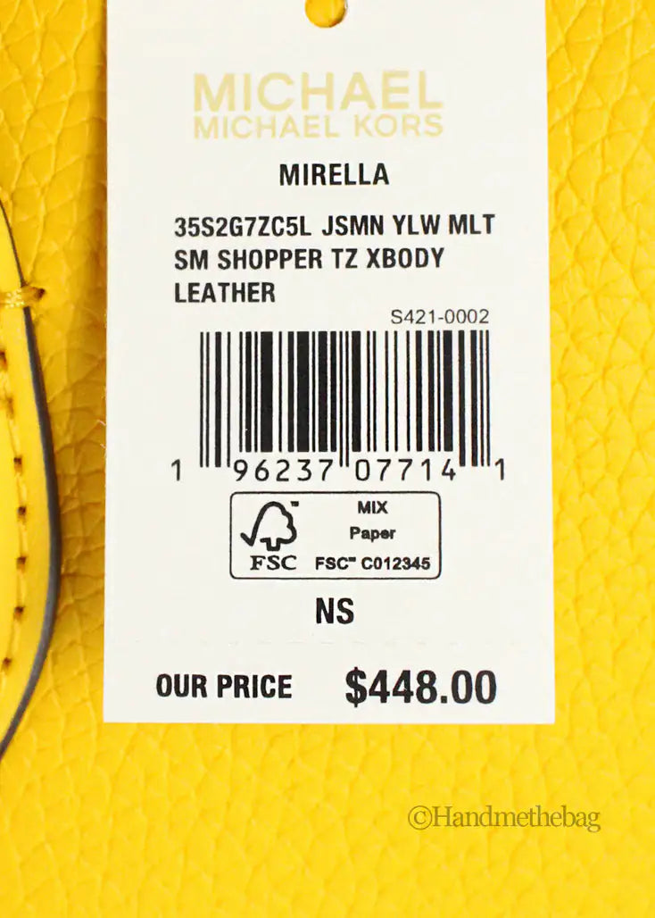 Michael Kors Mirella Small Jasmine Yellow TZ Shopper Tote