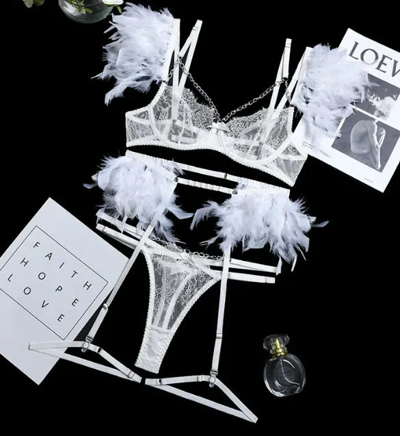 Lace Feather Eyelash Underwear