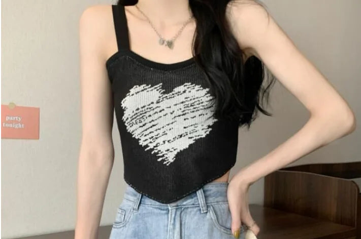 Print Sleeveless Aesthetic Top