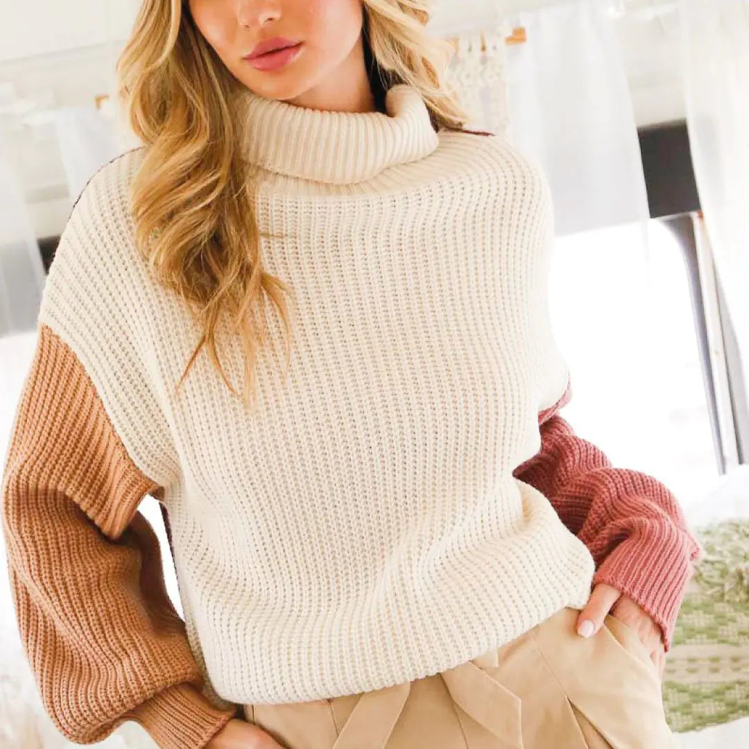 Color Block Sweater Cream