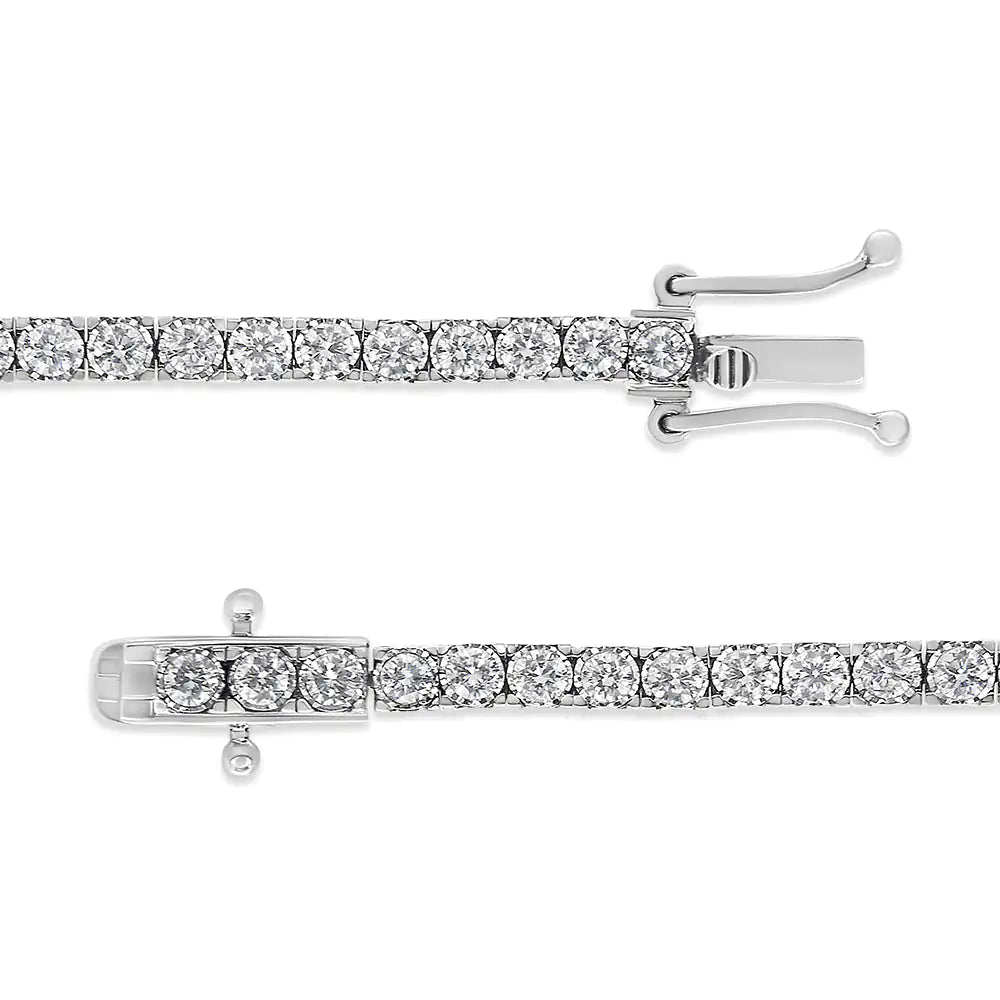 14K White Gold 3.0 Cttw Miracle Set Round-Cut Lab Grown Diamond Illusion 7" Tennis Bracelet (F-G Color, VS2-SI1 Clarity)