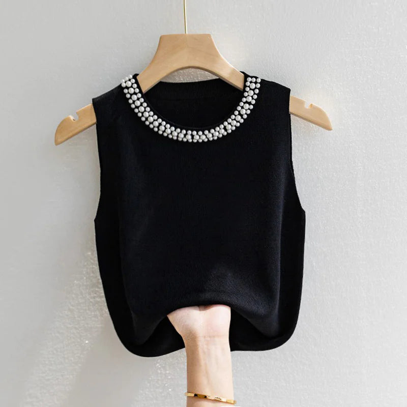 Casual Beaded Knitted Top