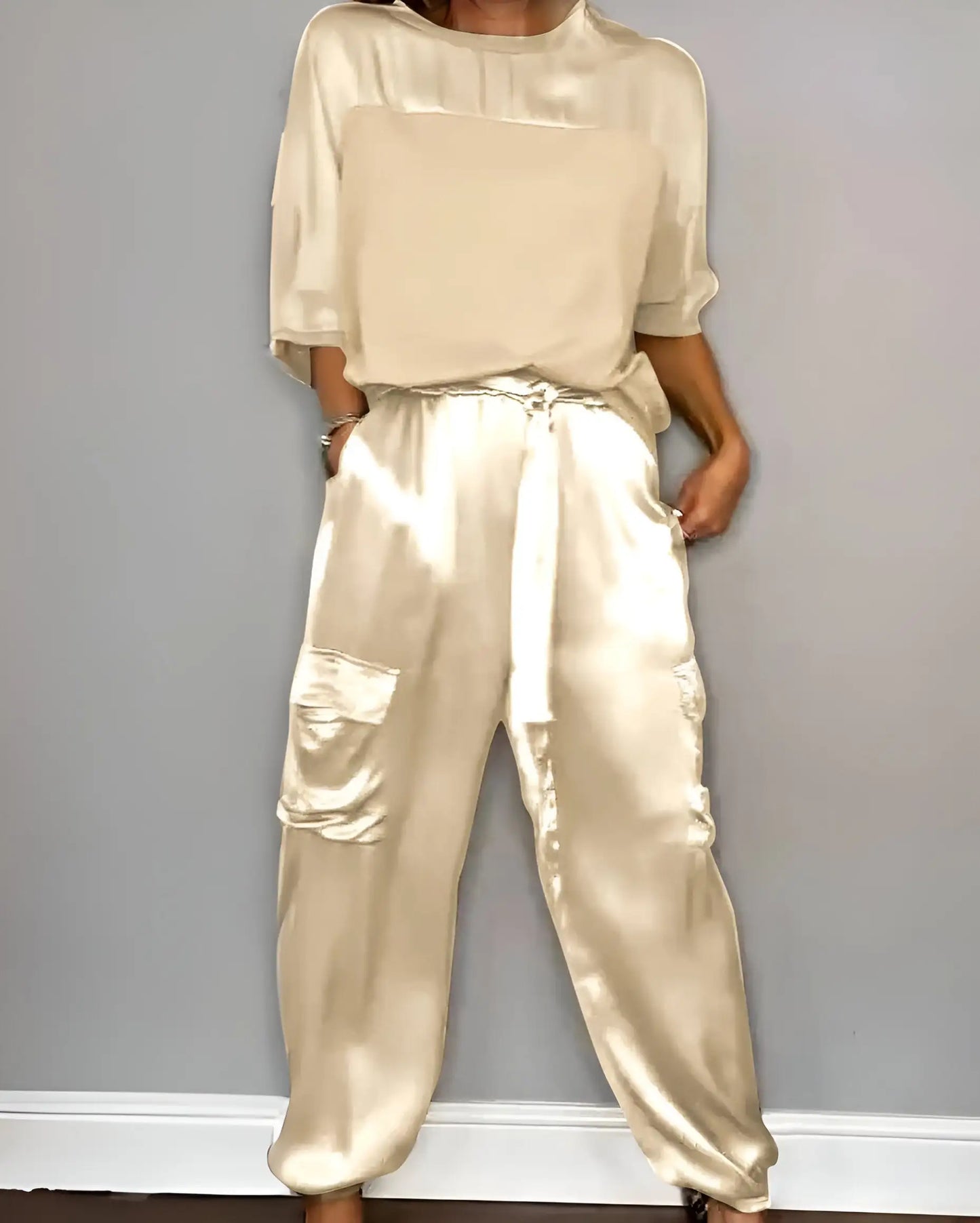 Smooth Satin Top & Long Pants