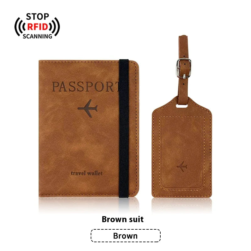 PU Leather Passport Holder & Luggage Tag Set