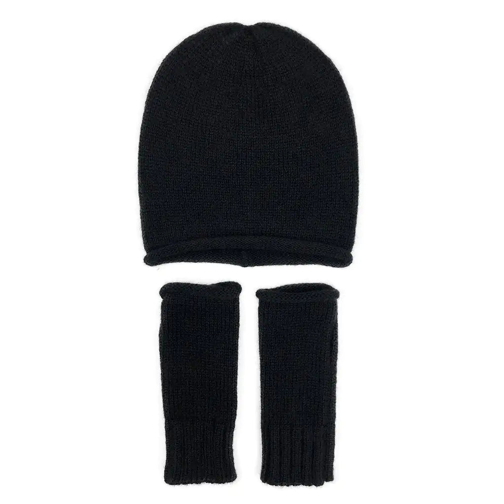 Black Essential Knit Alpaca Beanie