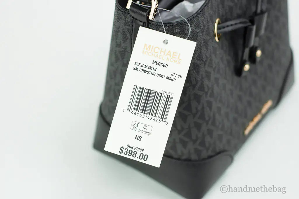 Michael Kors Mercer Small Black Signature Bucket Crossbody Bag