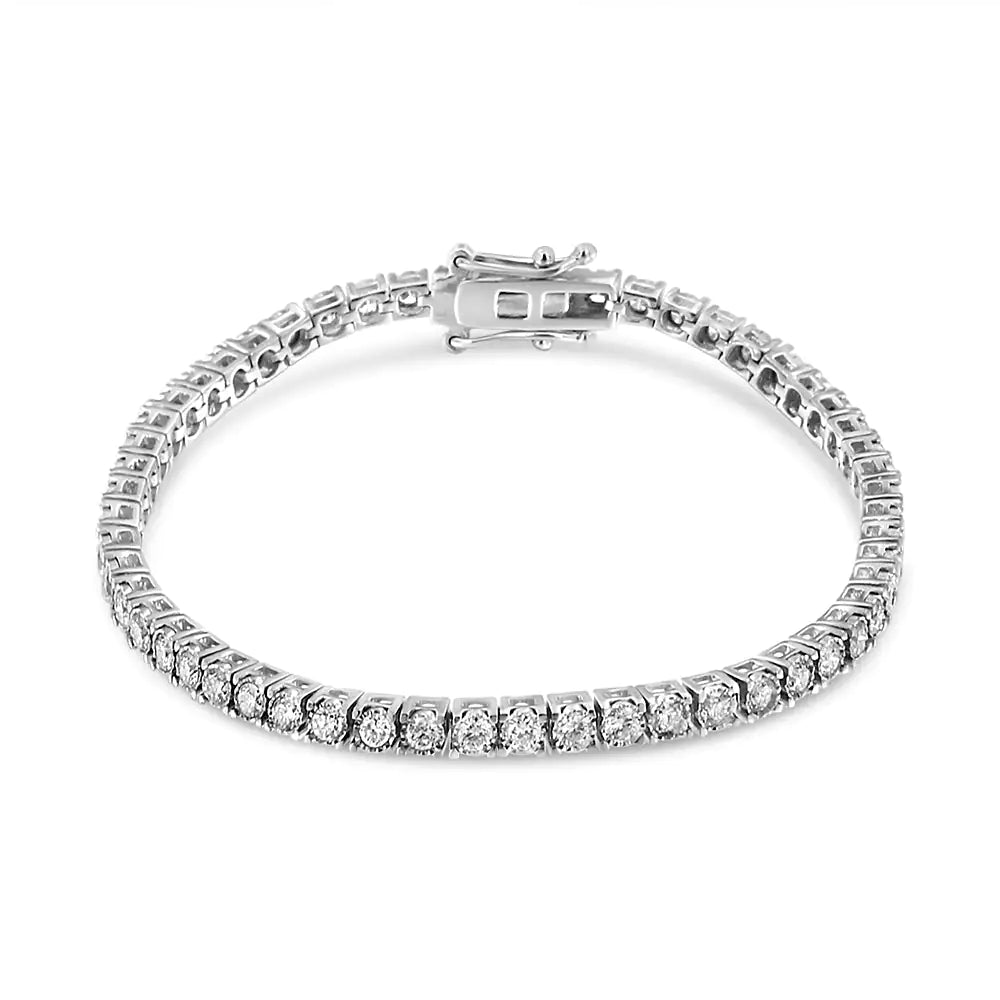 14K White Gold 3.0 Cttw Miracle Set Round-Cut Lab Grown Diamond Illusion 7" Tennis Bracelet (F-G Color, VS2-SI1 Clarity)