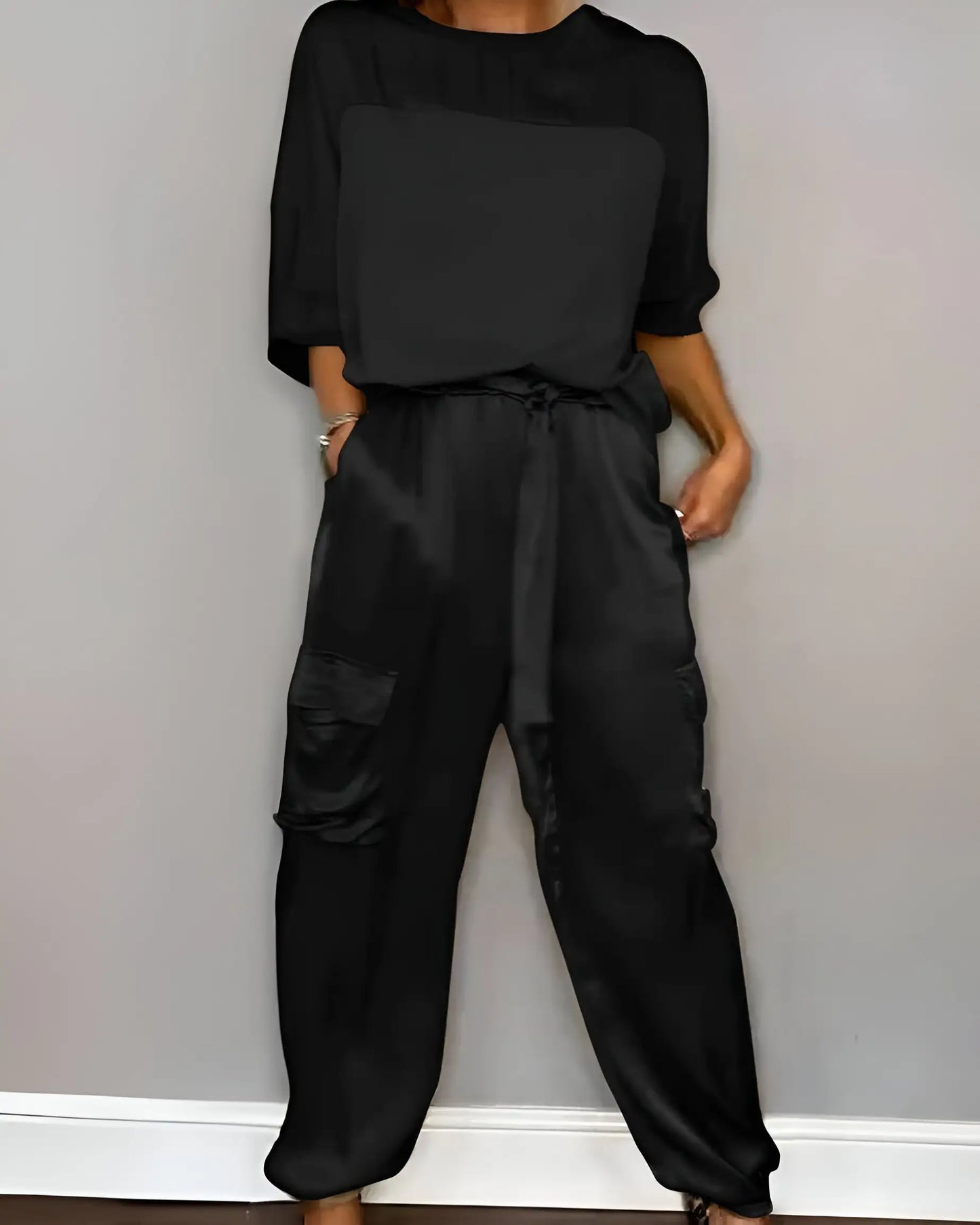 Smooth Satin Top & Long Pants