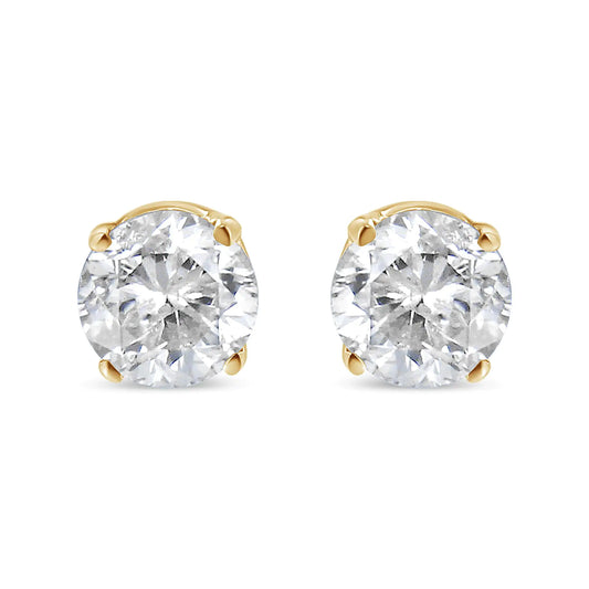 14K Yellow Gold 1/2 Cttw Round-Cut Diamond Solitaire Stud Earrings (O-P Color, SI2-I1 Clarity)