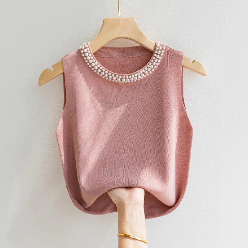 Casual Beaded Knitted Top