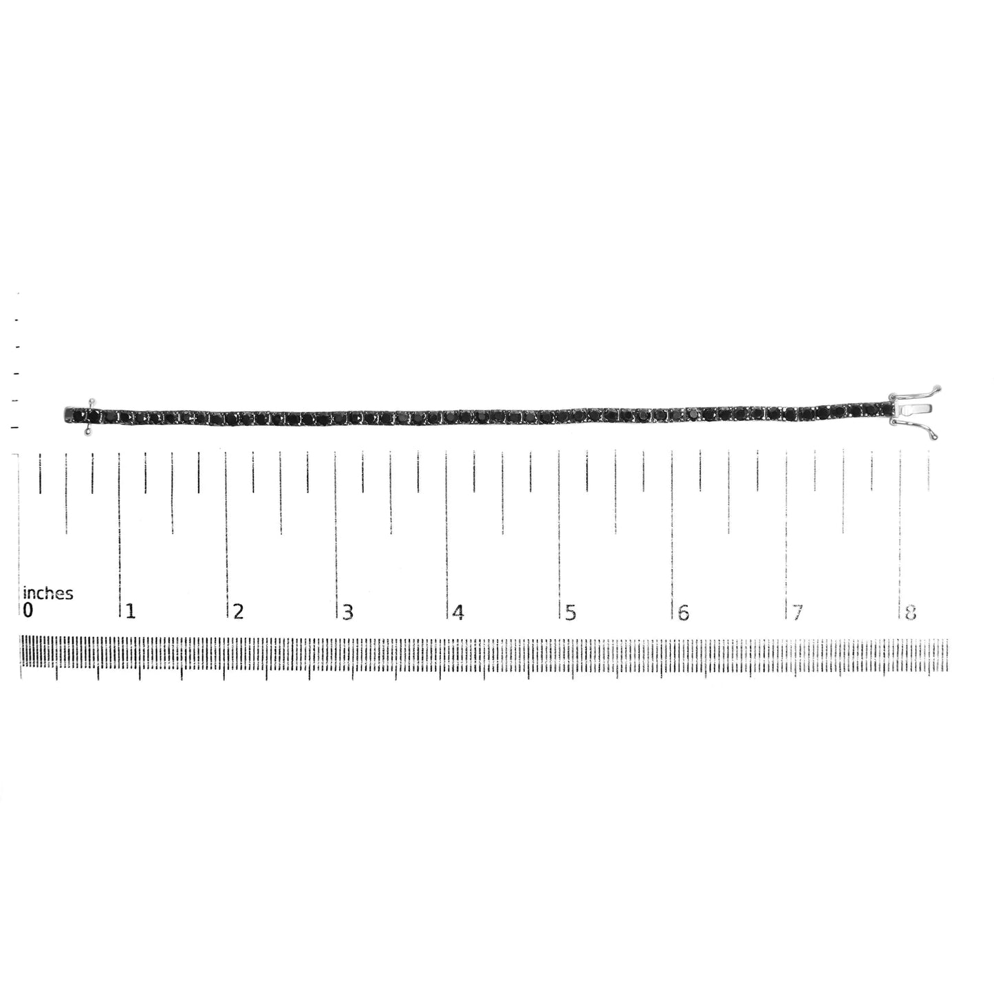 .925 Sterling Silver 4-Prong Set Treated Black Round-Cut Diamond Classic Tennis Bracelet (Black Color, I2-I3 Clarity) - 7.25"