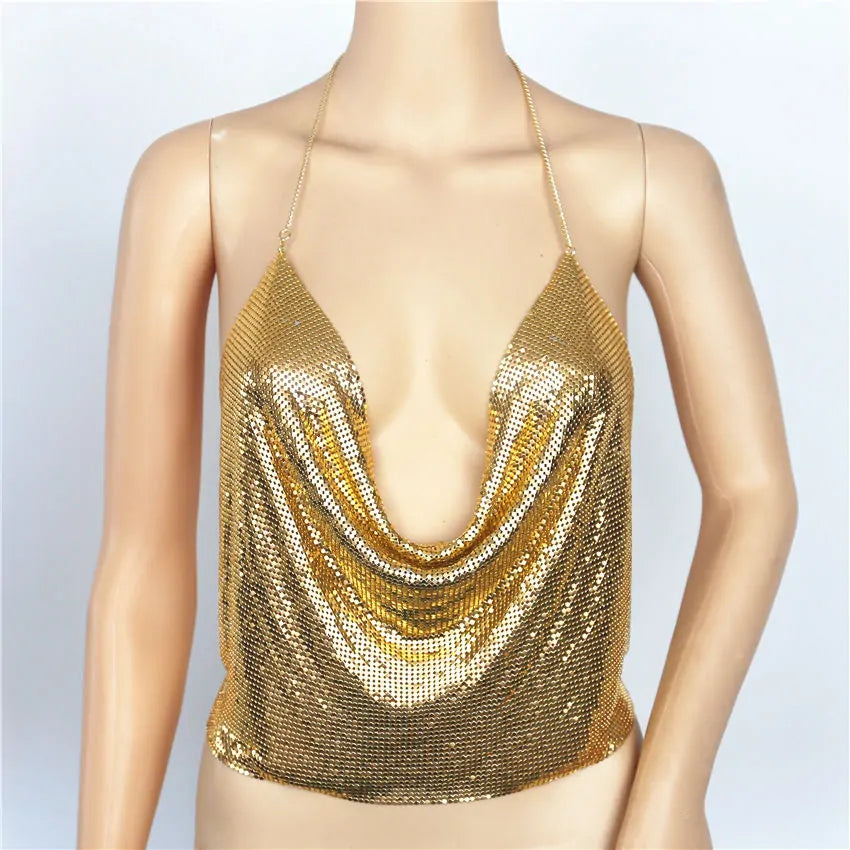 Elegant Metallic Cropped Top