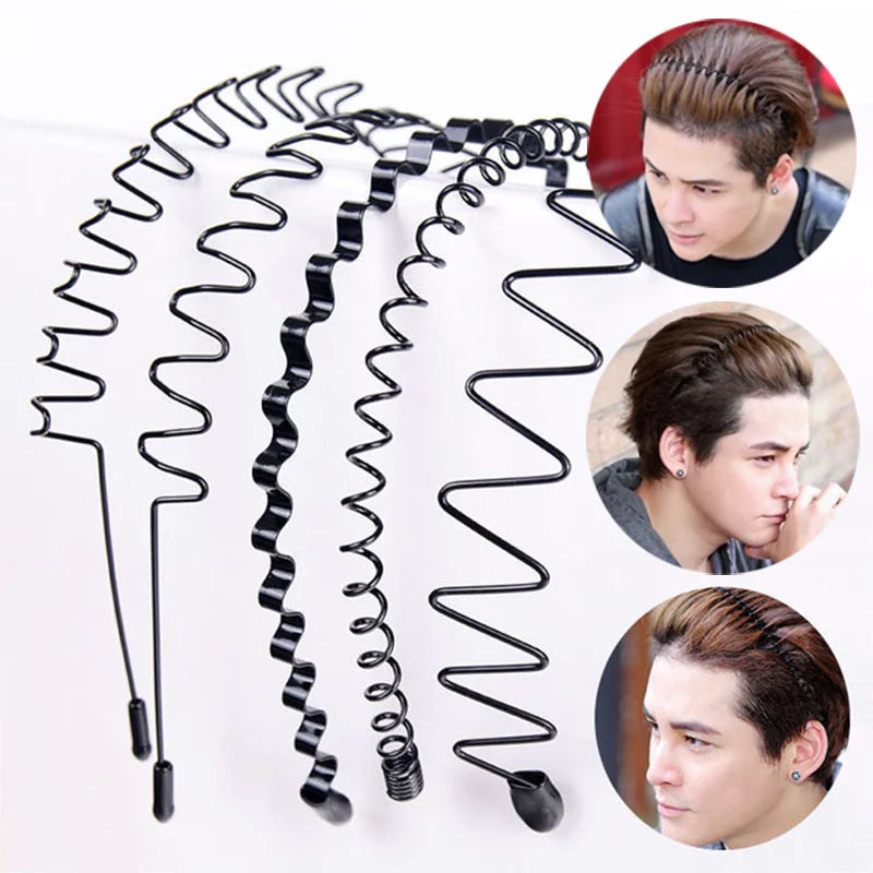 6Pcs Metal Hair Headband Wave Style Hoop Band Comb Sports Hairband Men Women US