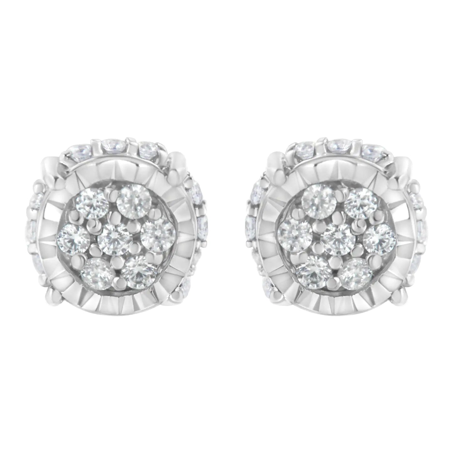 .925 Sterling Silver 1/3 cttw Round-cut Diamond Floral Stud Earring (I-J Clarity, I3 Color)