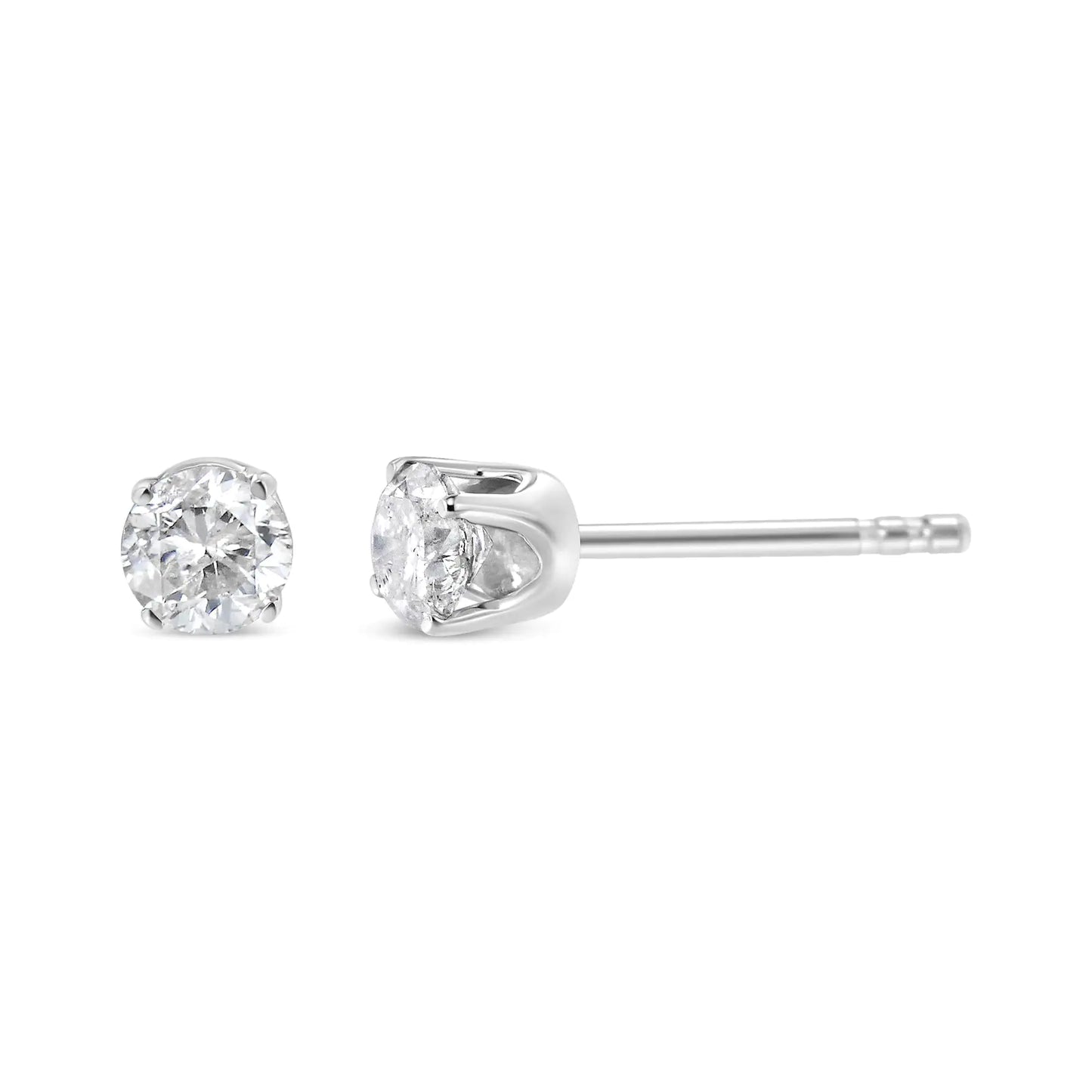 14K White Gold 1.0 Cttw 4-Prong Set Brilliant Round-Cut Solitaire Lab Grown Diamond Push Back Stud Earrings (E-F Color, VVS2-VS1 Clarity)