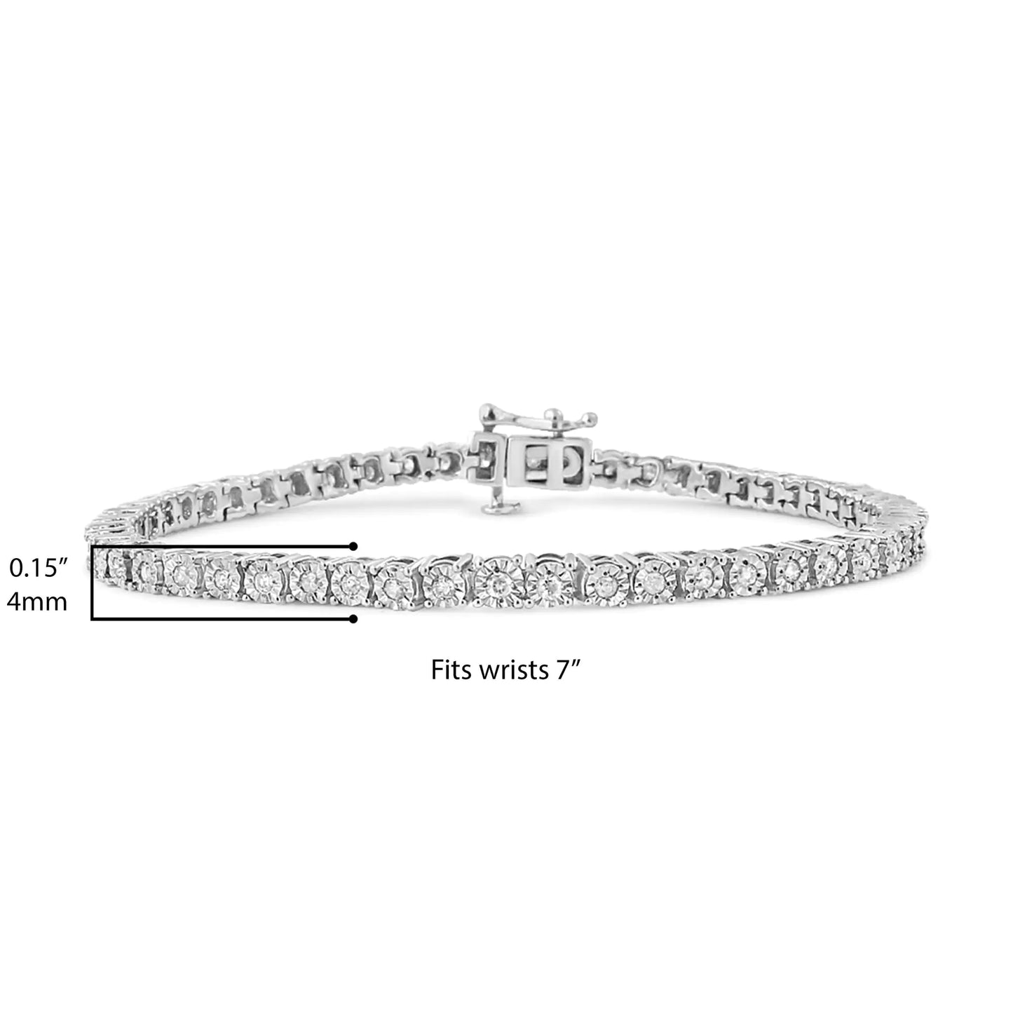 .925 Sterling Silver 1.0 Cttw Diamond Illusion-Set Miracle Plate Tennis Bracelet (I-J Color, I3 Clarity) - 7"