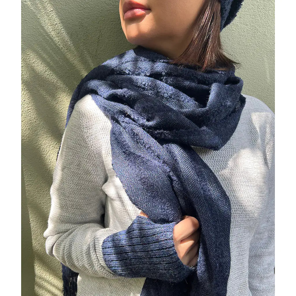 Navy Loop Knit Alpaca Scarf