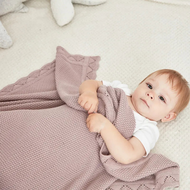 Baby Simple Cotton Knitted Solid Color Blanket