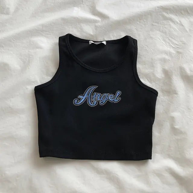 Embroidered Letters Crop Top