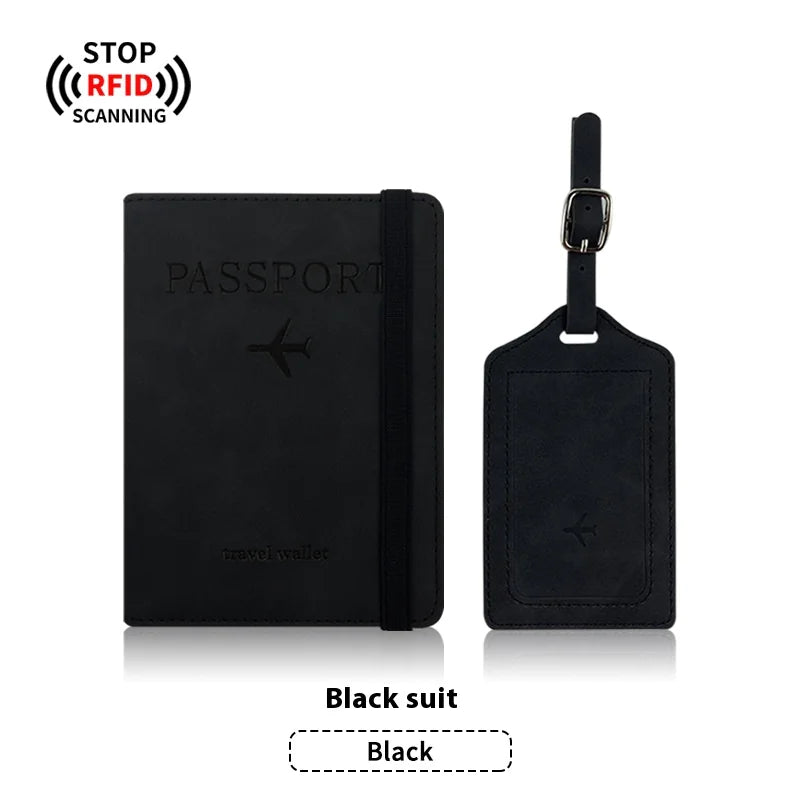 PU Leather Passport Holder & Luggage Tag Set