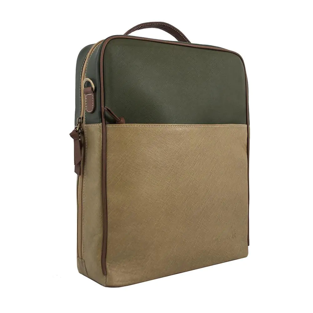 Augusta Leather Backpack-Tan/Olive Green