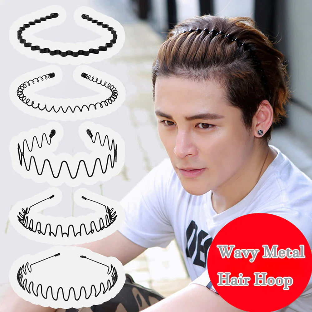 6Pcs Metal Hair Headband Wave Style Hoop Band Comb Sports Hairband Men Women US