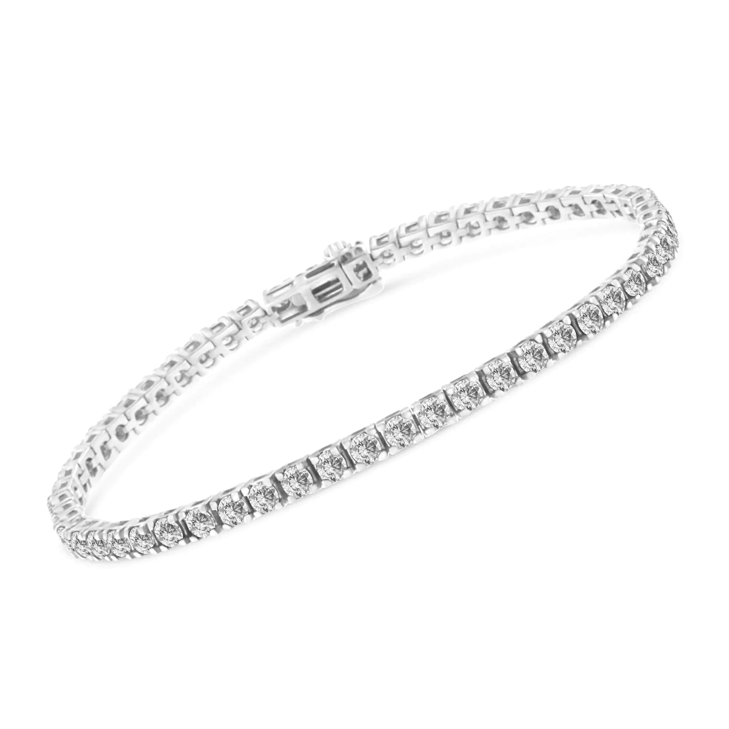 14K White Gold 4-Prong Set Lab Grown Round Diamond Classic Tennis Bracelet (F-G Color, VS1-VS2 Clarity) - 7.25"