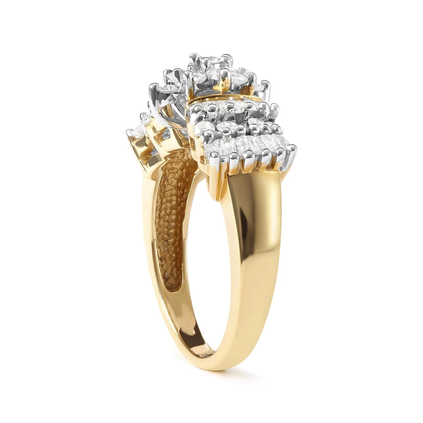 10K Yellow Gold 1.00 Cttw Diamond Starburst Ring Band (H-I Color, I1-I2 Clarity)